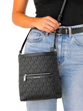 Michael Kors Black MK Logo Crossbody Bag